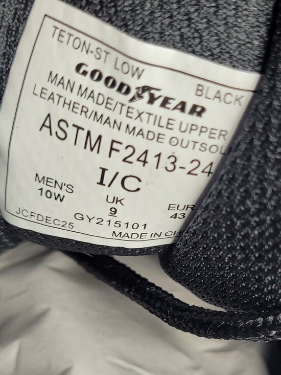 Goodyear men\'s black Teton steel toe skid resistant work shoes size 10W NWT main image 5
